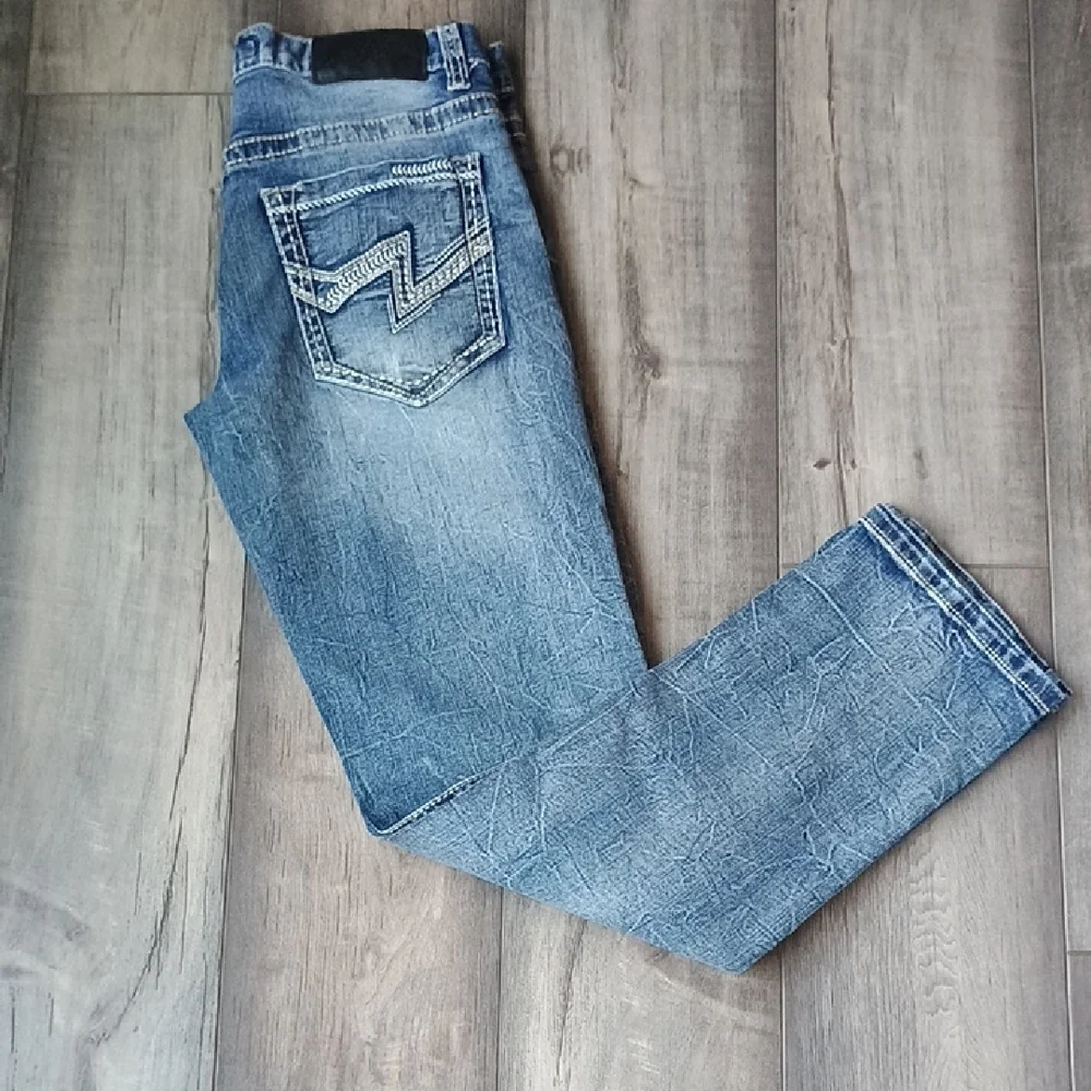True Luck Jeans Classic Light Blue Men's Straight Jeans 30 X 32 - Picture 10 of 10